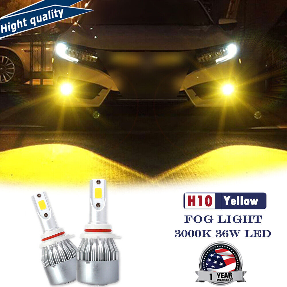 New Arrival 2x 9145 9140 H10 COB LED Fog Driving Light Bulbs Yellow 3800LM 36W