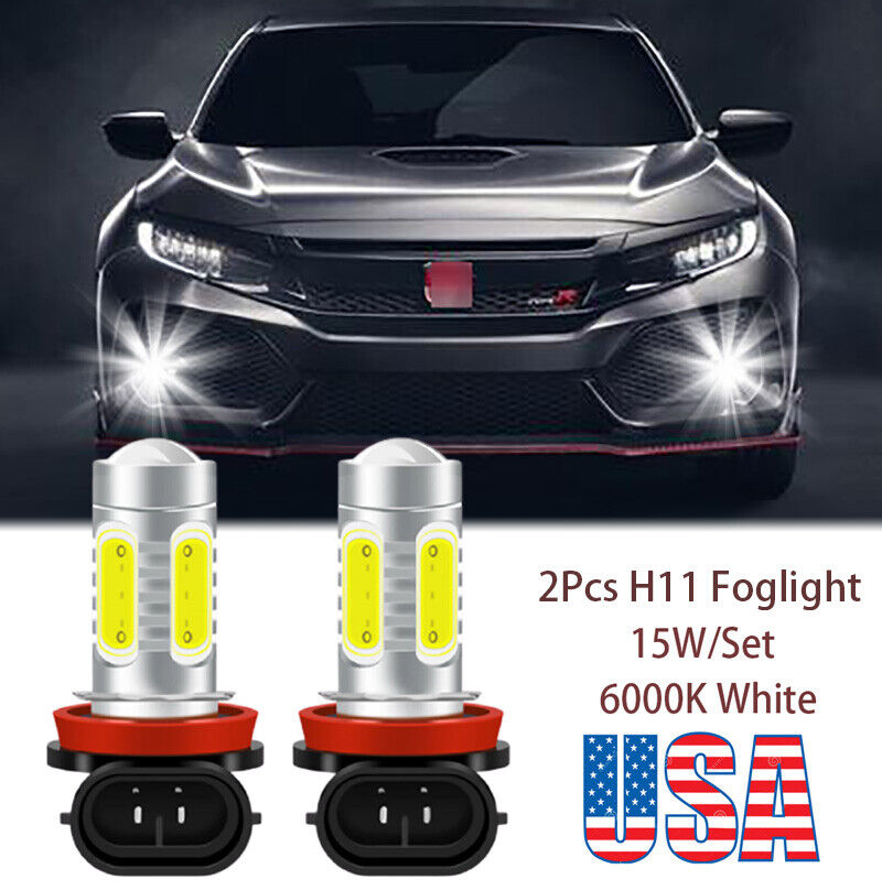 2x H11 H16 H8 15W New LED Fog Light Bulbs for Honda Civic 2016-2020 White 6000K