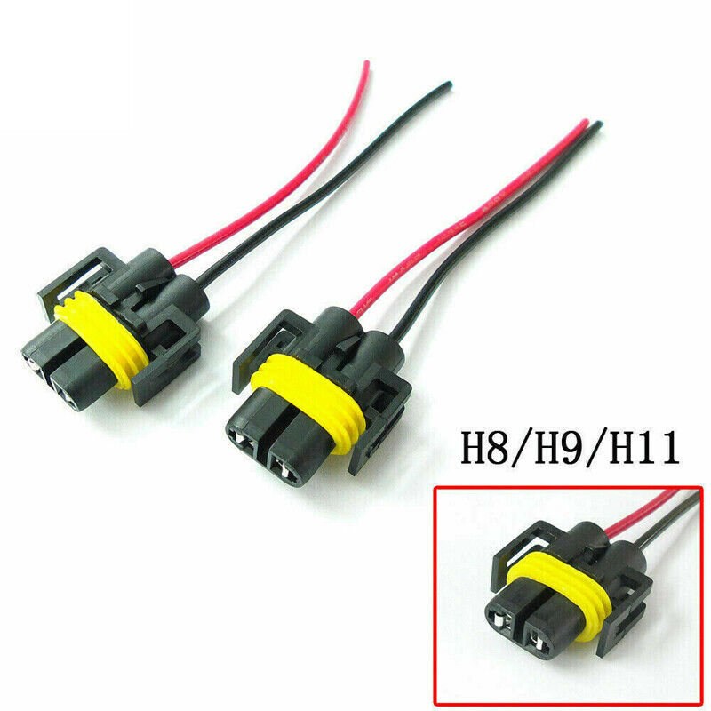 2x H11 H8 Female Adapter Wiring Harness Sockets Wire For Headlights & Fog Lights