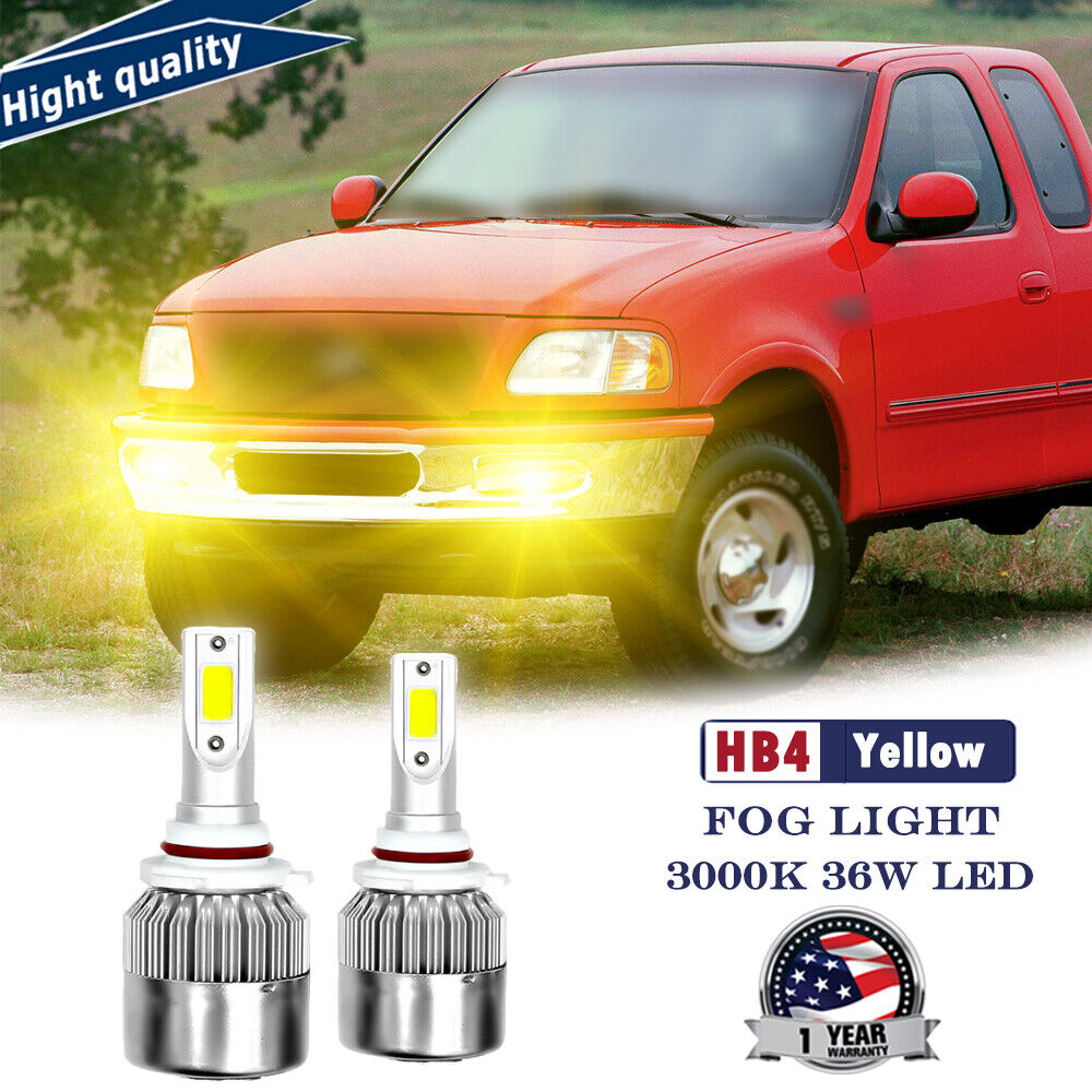 2x 72W Yellow 9006 LED Fog Lights Upgrade Kit For Ford F-150 1997-98 F-250 97-99