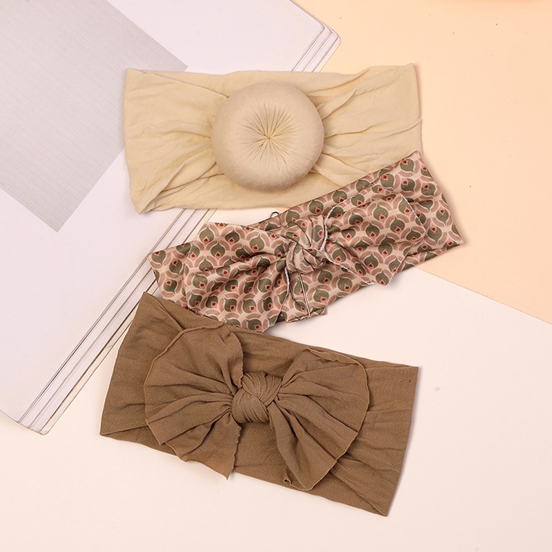 3Pcs/Set Baby Turban Nylon Headband Children Donut Bows Hairband For Girls Elsatics Head Wraps Newborn Bandages Cute Accessories