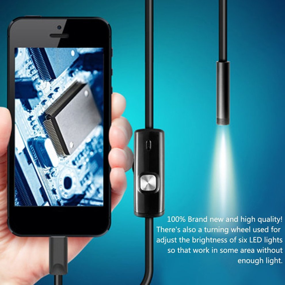 1 M /7mm Lens USB Cable Mini Rigid Inspection Camera Snake Tube Waterproof Endoscope Borescope with 6 LED for Android Phone