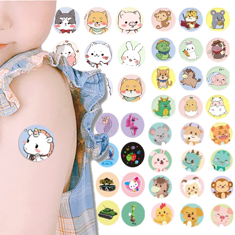 120pcs/set Cartoon Round Band Aid for Children Kids Skin Vaccine Injection Hole Patch Wound Plaster Kawaii Adhesive Bandages