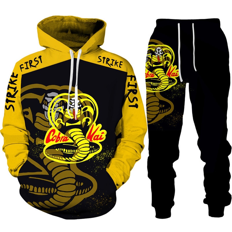 Funny Cobra Kai 3D Print Tracksuit Men's Cool Hoodie/Pants/Suit Hip Hop 2022 Fashion Long Sleeve Jogging Sportswear Athleti
