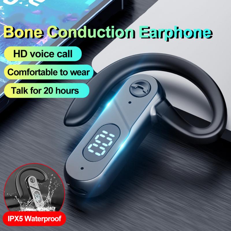 Bone Conduction Bluetooth-compatible Business Earphone Wireless Earbuds Single Headphone with Microphone Headset