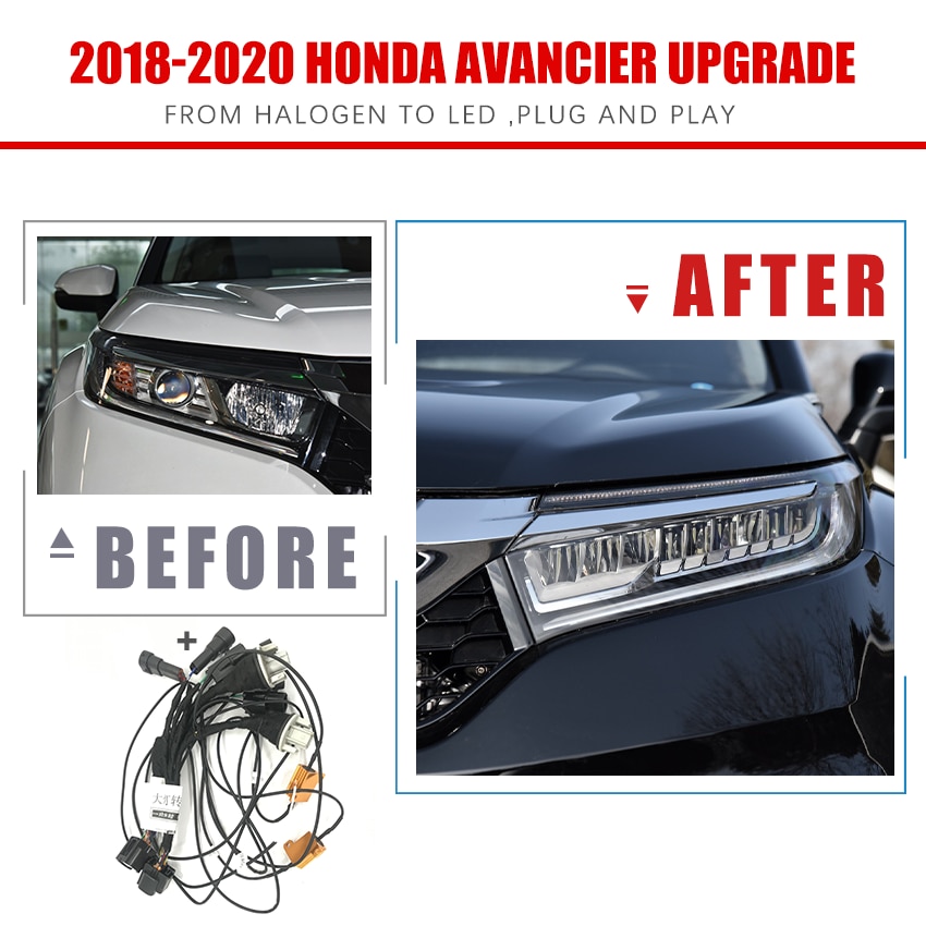 Car Headlight Modification Upgrade Transfer Wiring Adapter Harness For 18-20 AVANCIER 8 pins From Halogen To LED Play And Plug