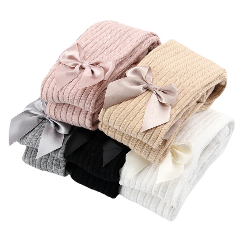 Combed Cotton Children's Baby Girl Pantyhose Spring Fall Bow Girl Leggings Thick Cute Baby One-piece Socks Tights for Girls