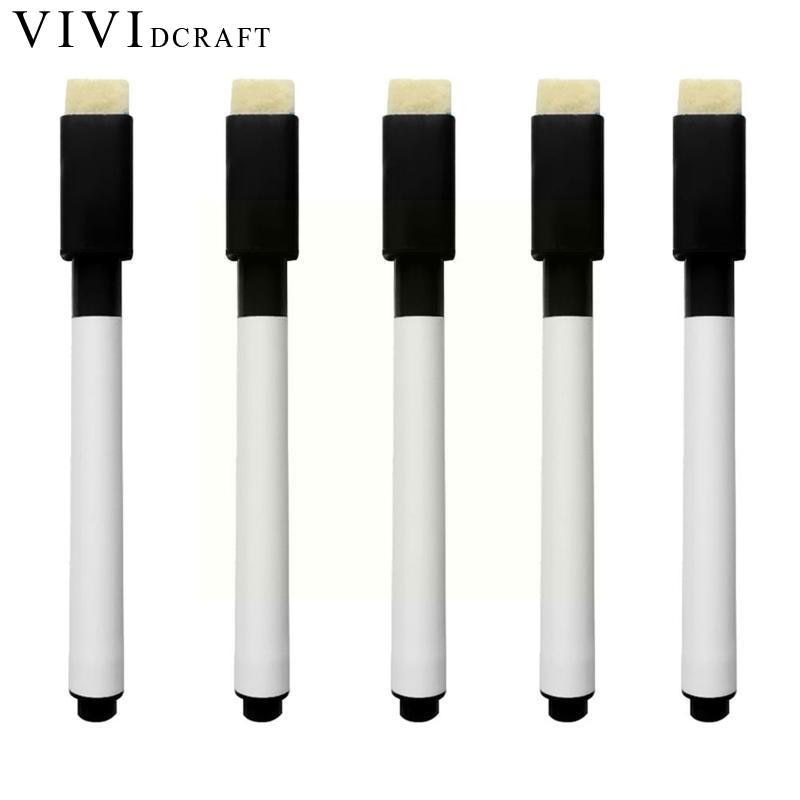 Vividcraft 10 pcs/Lot Erasable Whiteboard Marker Pen Ink with Chalk Gifts Black Stationery Children Marker Kids Pen Eraser Z6O2