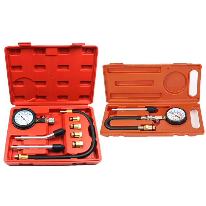 3/8pcs Petrol Engine Pressure Gauge Tester Kit Set Compression Leakage Diagnostic Compressometer Tool for Auto with Case