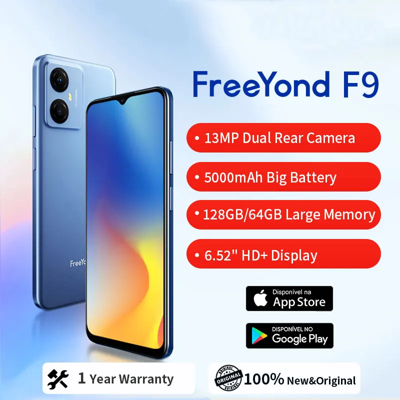 Global Version FreeYond F9 Smartphone 128GB/64GB 6.52" HD+ Screen Octa Core 13MP Dual Camera 5000mAh Android Mobile Phone