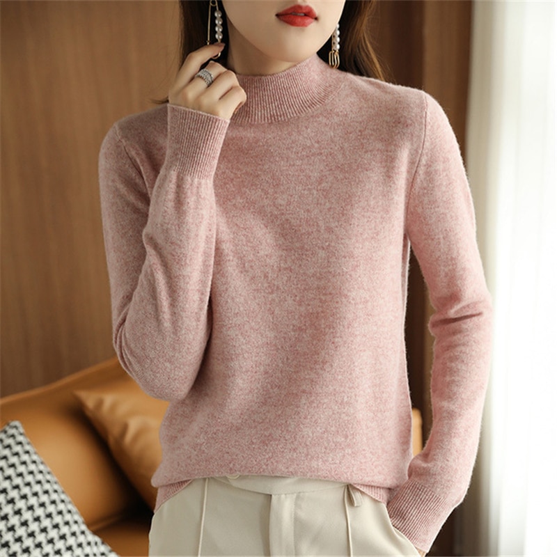 Basic Loose soft solid color turtleneck Sweater Pullover Women Casual Long Sleeve chic bottom Sweater Female Jumpers top