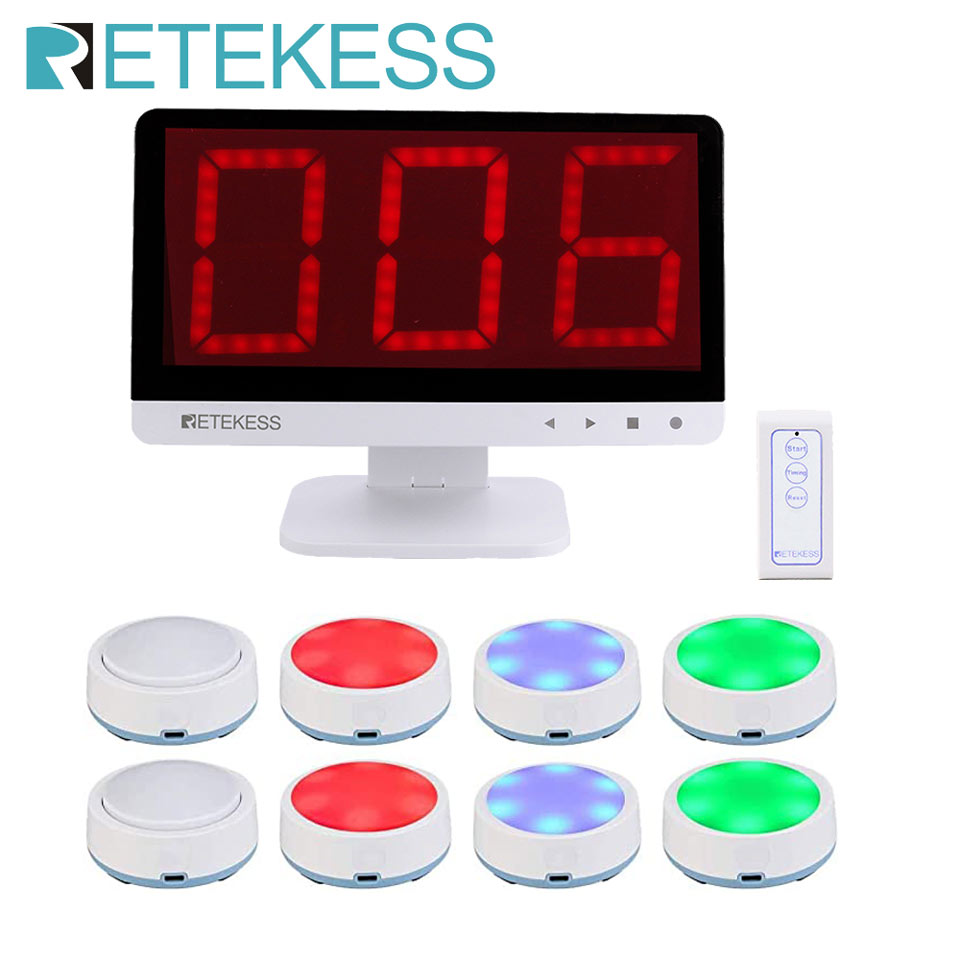 Retekess TM101 Quiz Answer Game Buzzer System 3 Answer Mode 4 Color State for Classroom Competition Game Show Family Party Games
