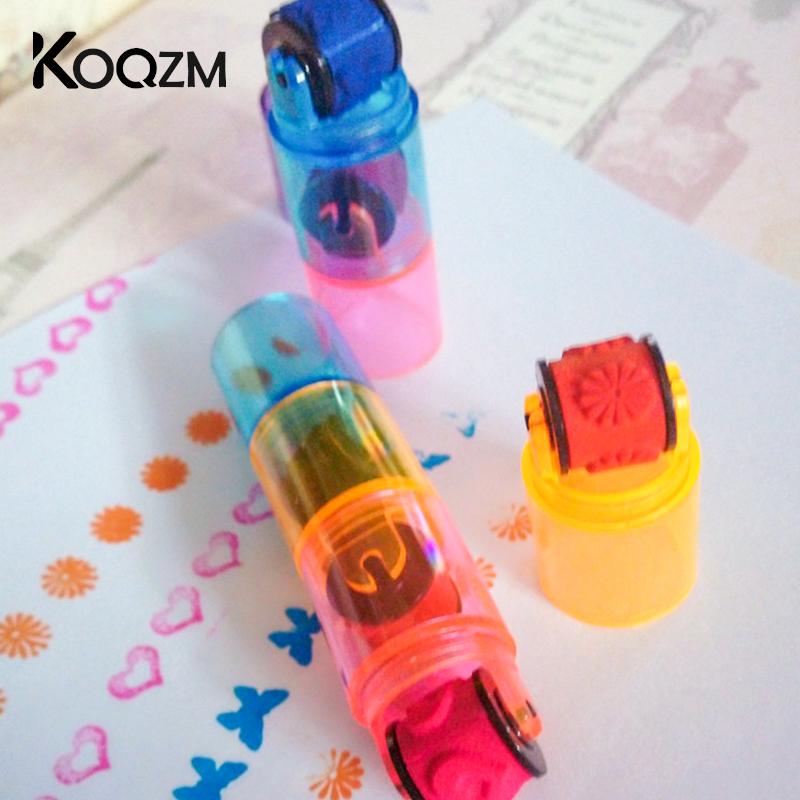 3/6Pcs Baby Colorful Ink Pad Stamp Seal Preschool Funny Toy Learning Cartoon DIY Roller Drawing Diary Tool for Kids Ink Pad Gift
