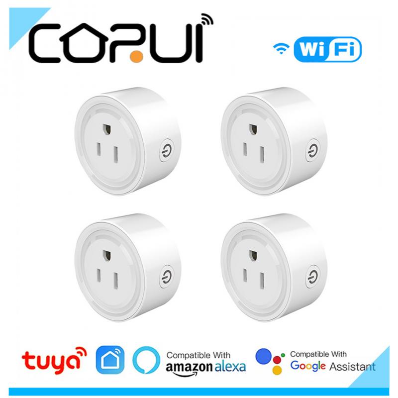CORUI Tuya US WiFi 10A Smart Socket Wireless Hub Remote Control Home Appliance Smart Living Works With Alexa Google Home