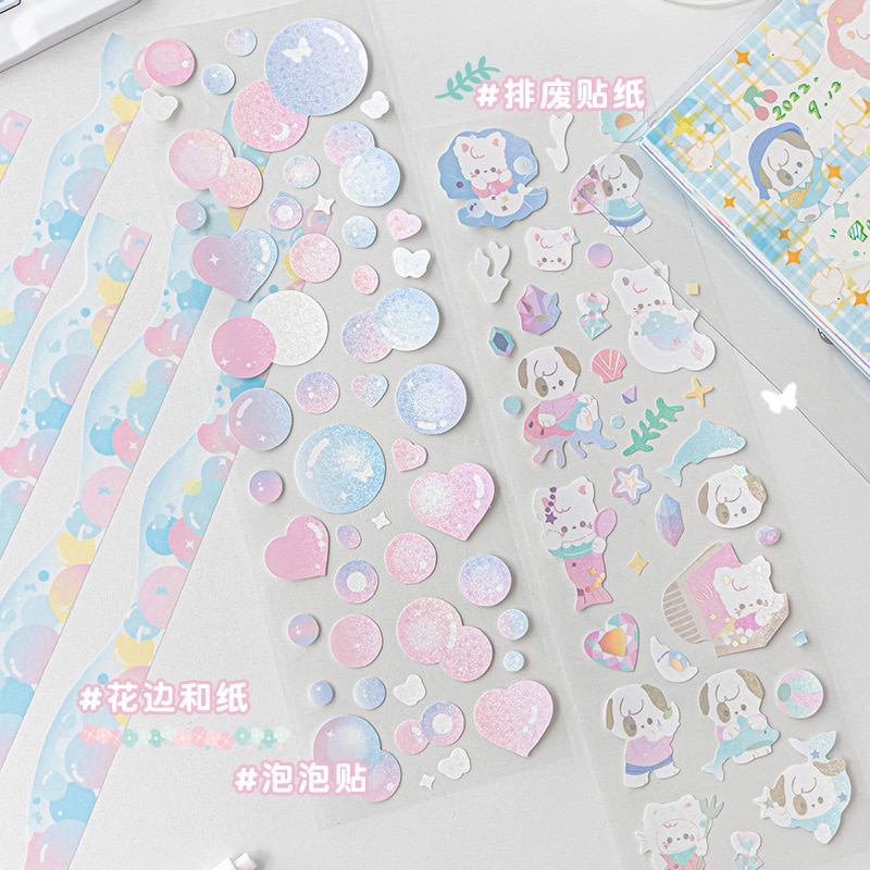 7pcs/lot Kawaii Stationery Stickers Waste sticker assembly DIY Junk Journal Paper stickers Planner Decorative Mobile stickers