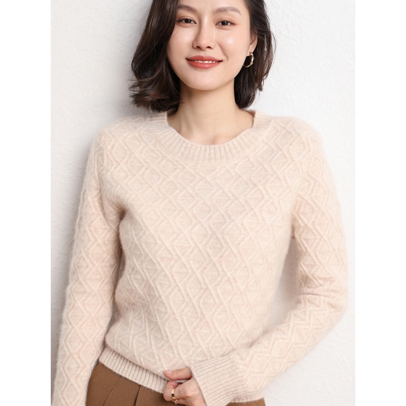 Hot Sale High-End 2021 Autumn Winter Double Thickening 100% Cashmere O-Neck Sweater Women's Knitted Soft Pullovers Outwear
