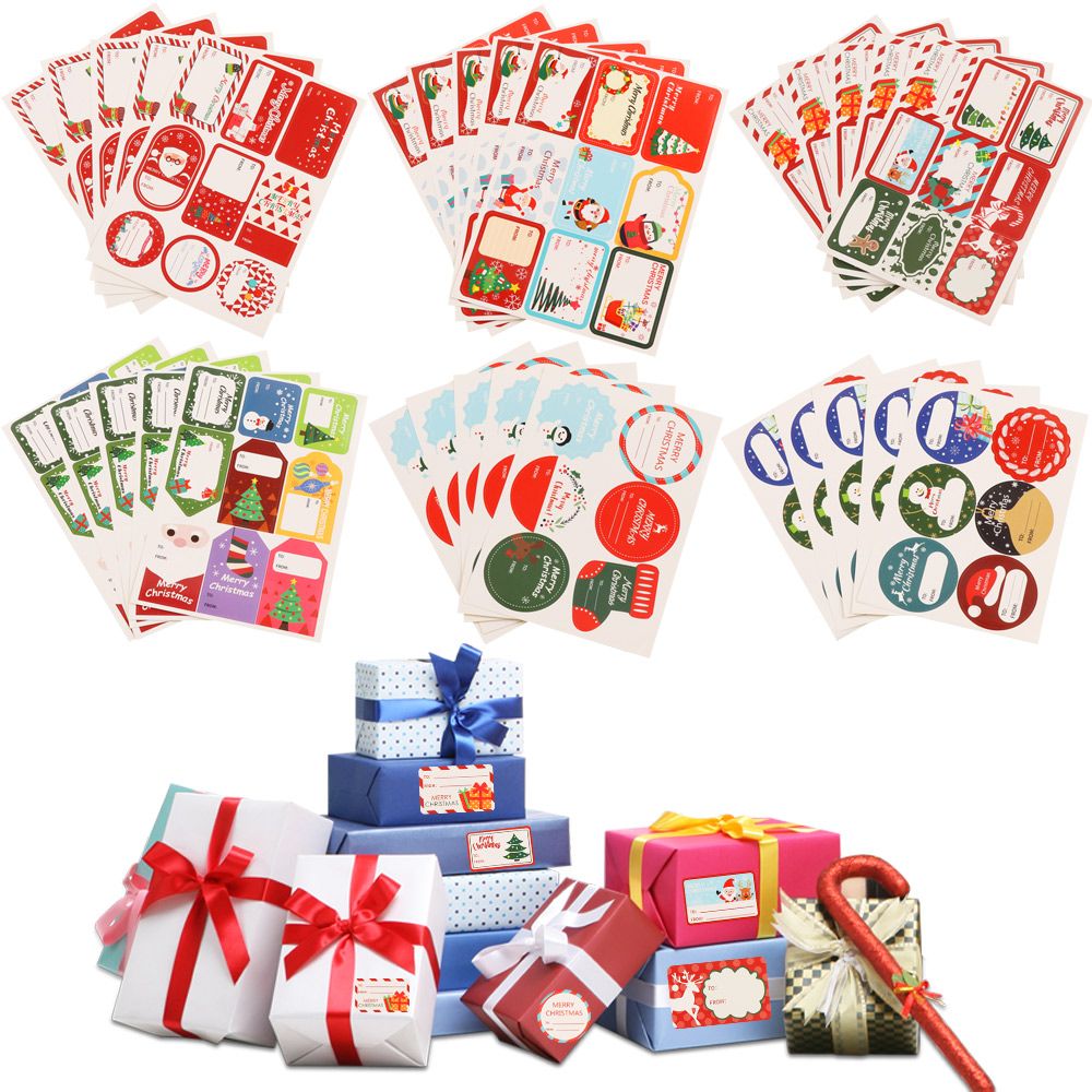 DIY Biscuit Package Cookie Candy Tag Self Adhesive Xmas Ornament Gift Paper Sticker Merry Christmas Package Label