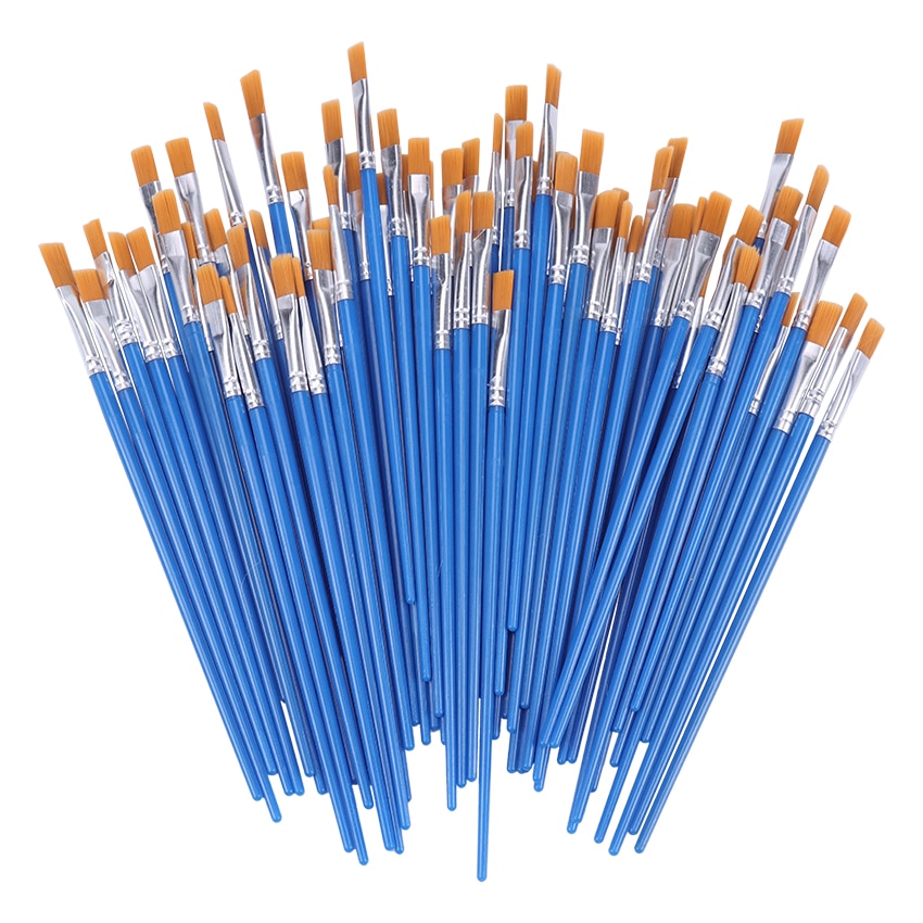 20 PCS Flat Paint Brushes Small Brush Volume Watercolor Oil Paints Artists Gouache Hand Painted For Painting Essential Props