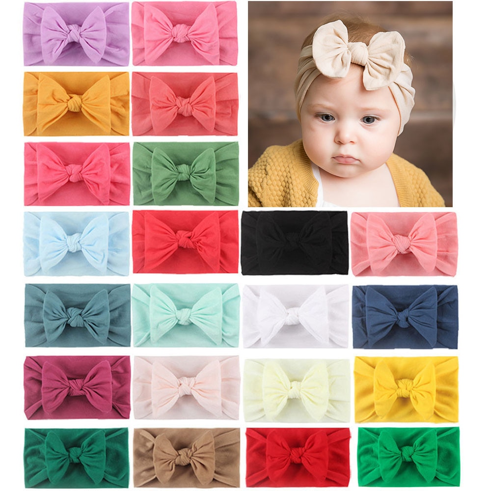 28 Colors Cable Bow Baby Headband for Child Bowknot Headwear Cables Turban for Kids Elastic Headwrap Baby Hair Accessories