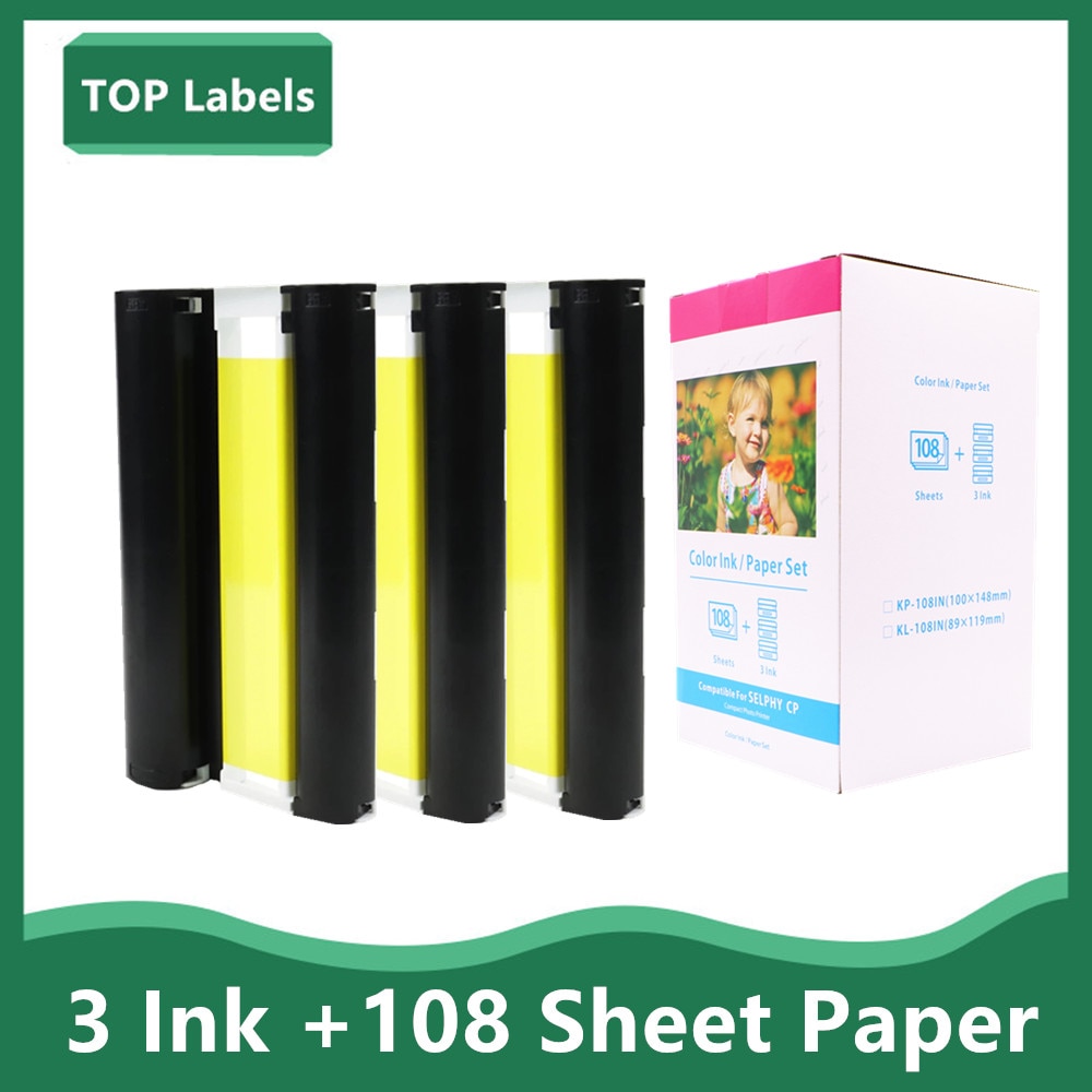 4"x6" Photo Paper Compatible for Canon Selphy CP1300 Paper KP-108IN 3 Ink Cartridges 108 Photo Paper for CP1200 CP1000