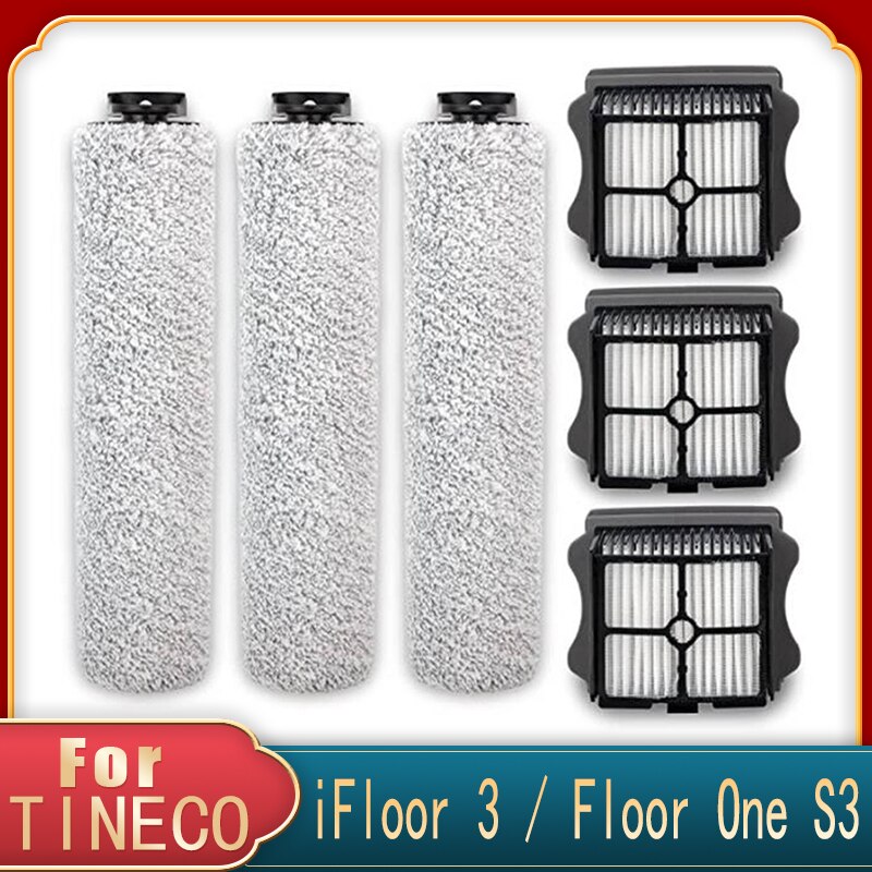 Replacement Roller Brush and Filter Kit Compatible For Tineco Floor One S3 and IFloor 3 Cordless Wet Dry Vacuum