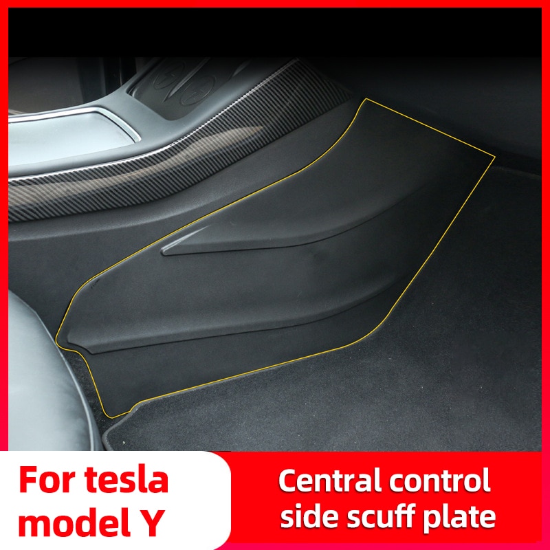 Front Center Side Anti-Kick Pedal For Tesla Model Y Model 3 Central Sill Plate Protector TPE Scuff Plate Guard Accessories