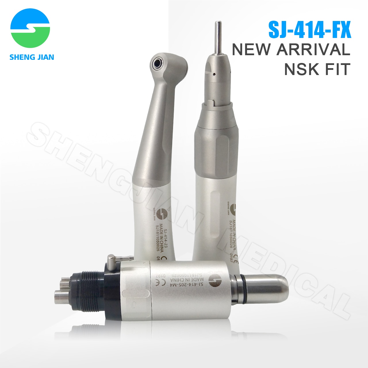 Dental Low Speed Contra Angle Straight Handpiece 2/4 Holes Sets Air Turbine Motor External Water Spray Push Button Dentist Tips