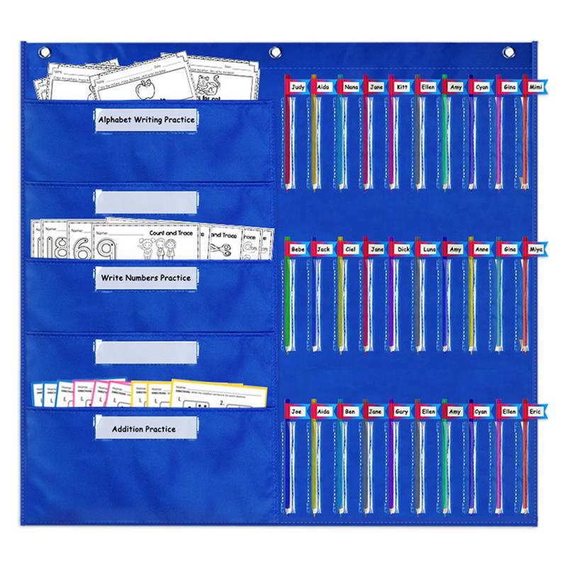 30 Pockets Teacher Class Schedule Magnetic Pocket Chart Wall Hanging Office Schedule Pocket Chart School Stationery Accessories