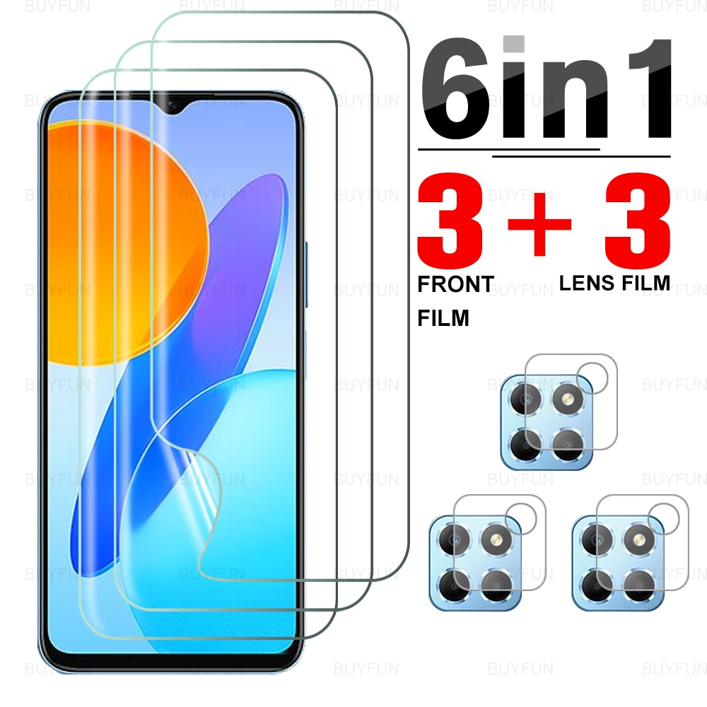 6in1 HD Full Cover Hydrogel Film For Huawei Honor X8 5G 6.5inch Camera Lens Screen Protector Film For Honor Honar Honer X8 4G