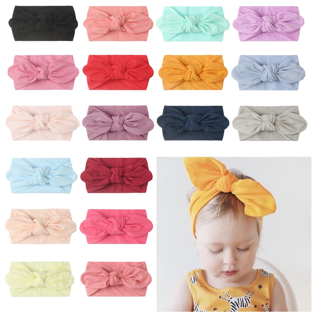 Infant Headband Knot Tie Headwrap Cute Kids Rabbit Hairband Turban Stretchy Baby Girls Hair Accessories Photo Prop Birthday Gift