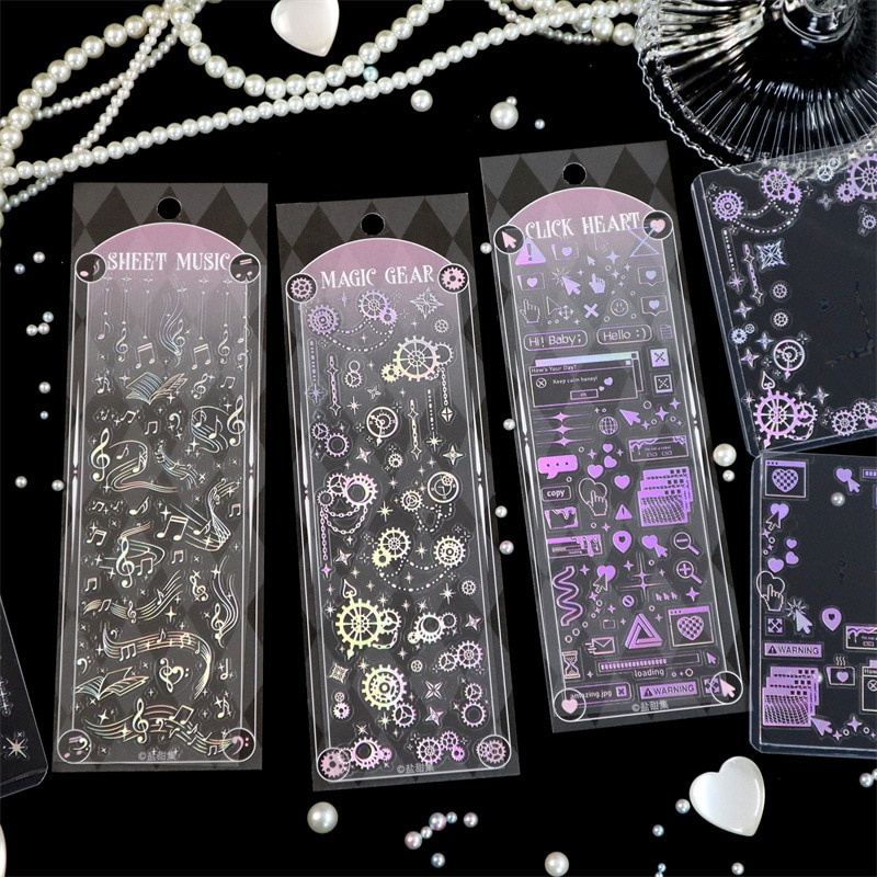 1pcs Bright Star Series Decorative Waterproof Stickers Laser Silver Base Scrapbooking Label Diary Cup Phone Junk Journal Planner