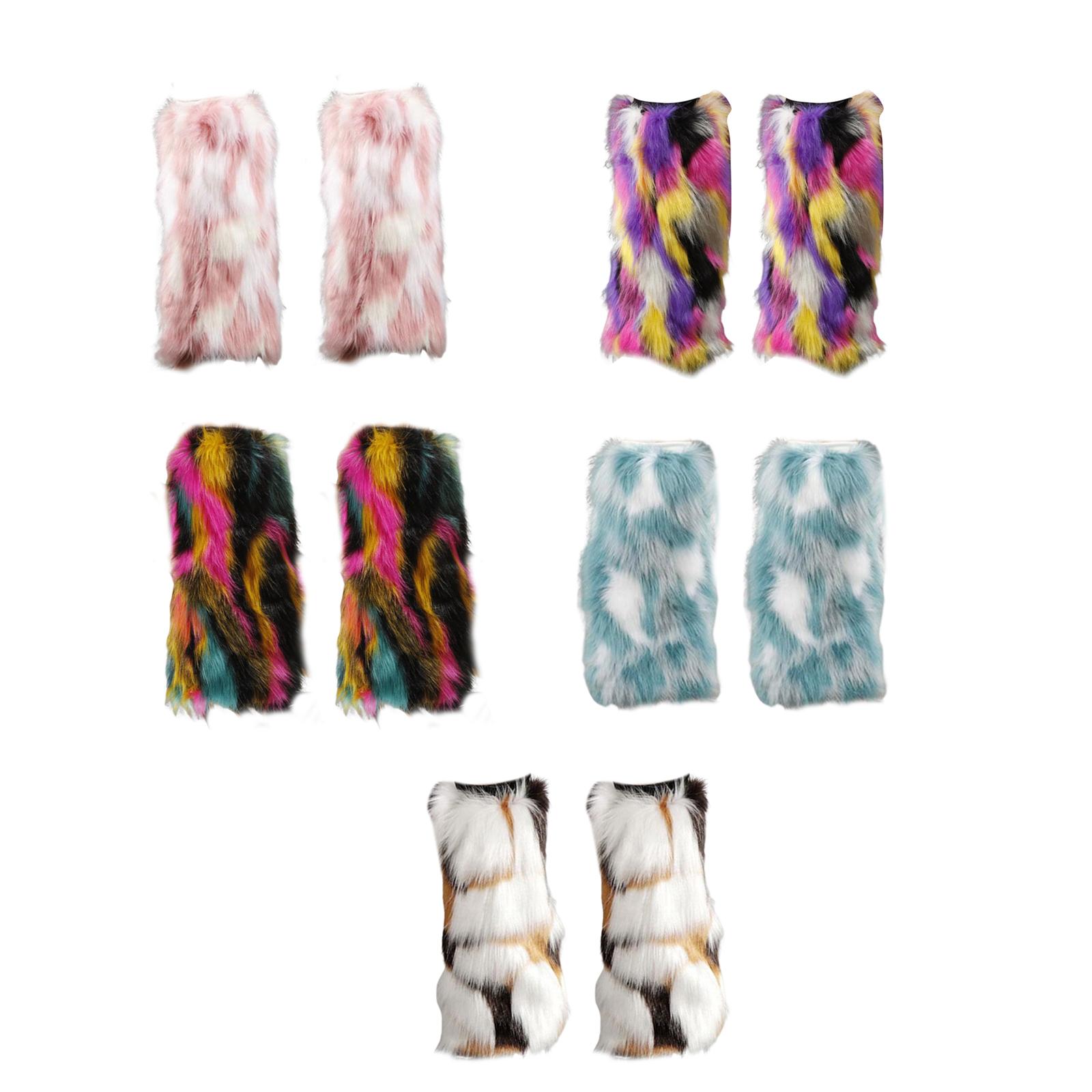 Leg Warmer Boot Shoes Cuffs Covers Furry Plush Soft Shaggy Boot Sleeves for Womens Cosplay Costume Adult Leg