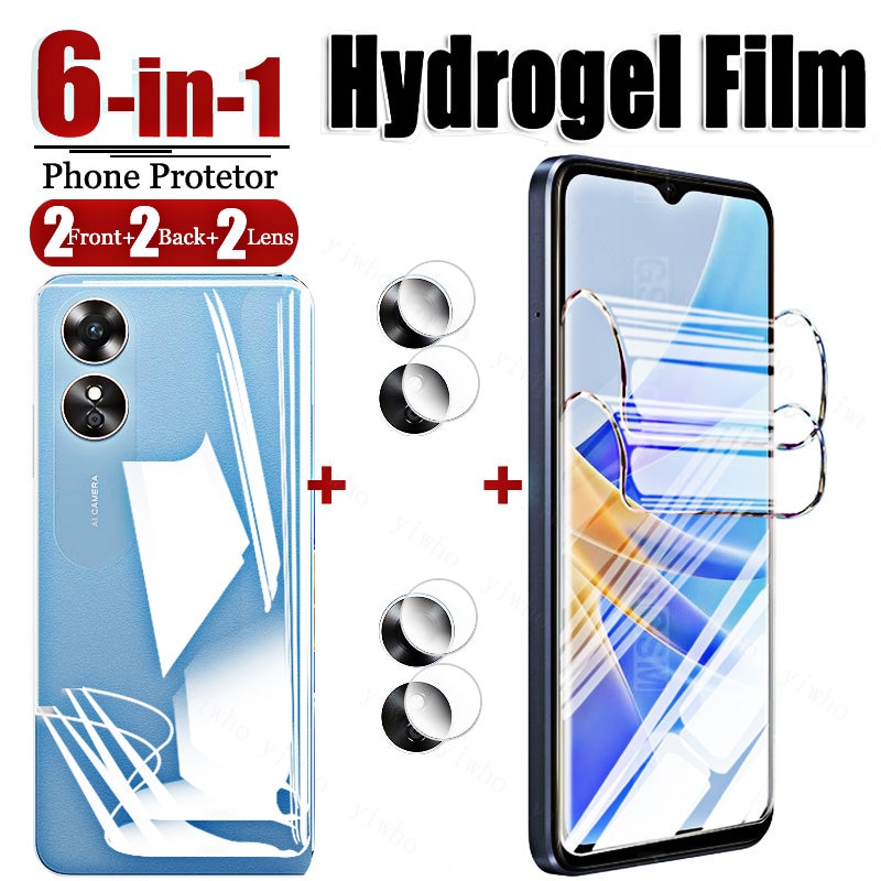 6in1 2front 2back 2lens Hydrogel Soft Full Coverage Protection on For Oppo A17 A57 5G A97 A77S A57E A57S Screen Protective Film
