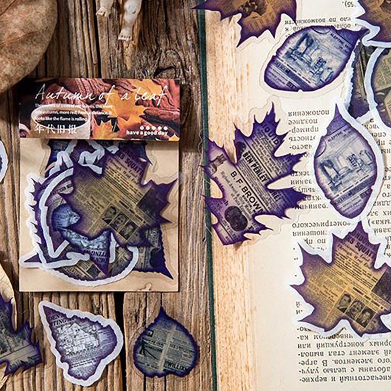 30 pcs /pack Gothic Newspaper Autumn Maples DIY Material Decoration Stickers