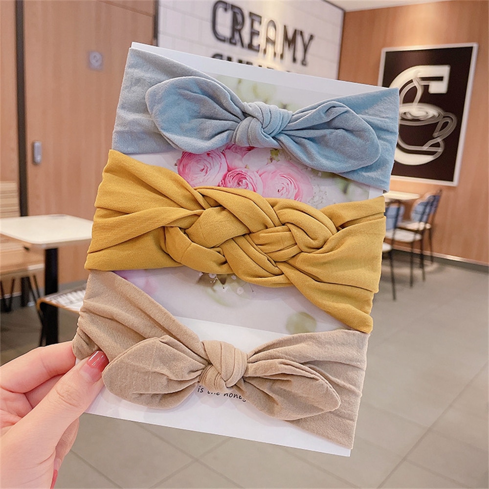 3Pcs/Set Twist Bowknot Baby Headbands for Children Elastic Floral Baby Girl Hairbands Newborn Headwraps Toddler Hair Accessories