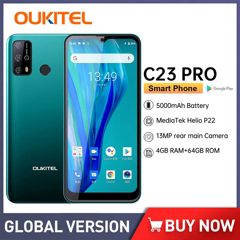 Oukitel-C23 Pro Android Smartphone, 6.53 ", 5000mAh, 4G Lte, Cheap Mobile Phone, 8pm/13PM Camera, Smart Phone