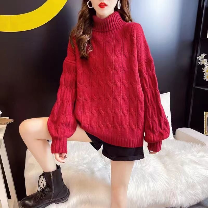 High Collar Long Sleeve Sweater Autumn And Winter Women's Fashion Casual Loose Solid Color Women's Pullover Sweater