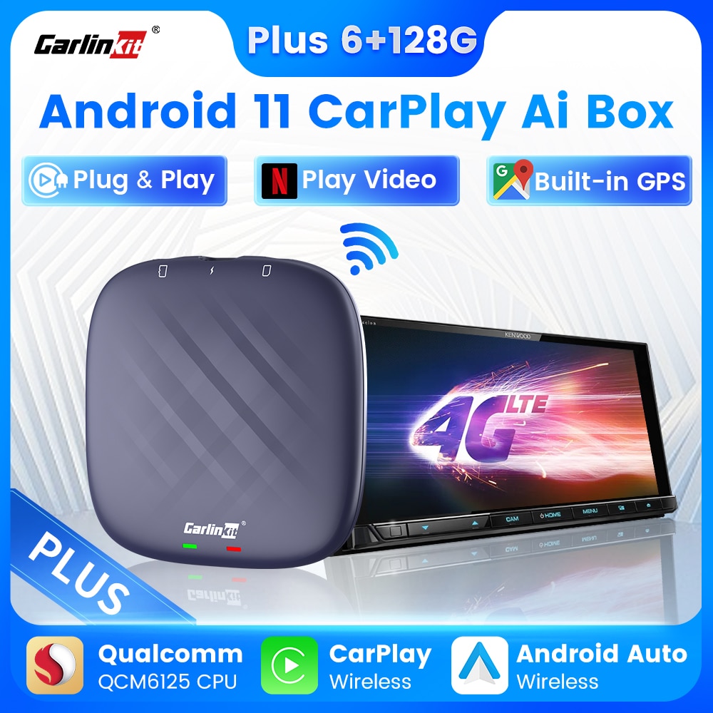 Android 11 PLUS CarlinKit CarPlay Netflix Ai Box Wireless Android Auto CarPlay QCM6125 8-Cores 4G+64G 6G+128G For YouTube IPTV