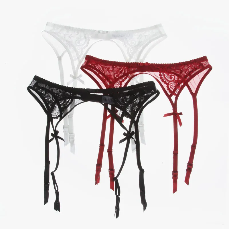 Women's Sexy Lingerie Plus Size Lace Garter Suspenders Transparent Underwear Adjustable Double Breasted Waist Belt for Stoc
