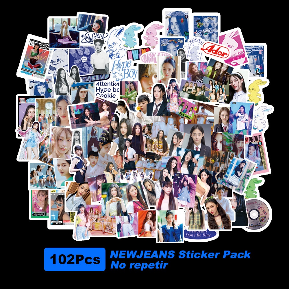 55PCS/Set Kpop Newjeans Sticker New Album Attention Newjeans Album Girls Photo Card Postcard Fans Gift Sticker