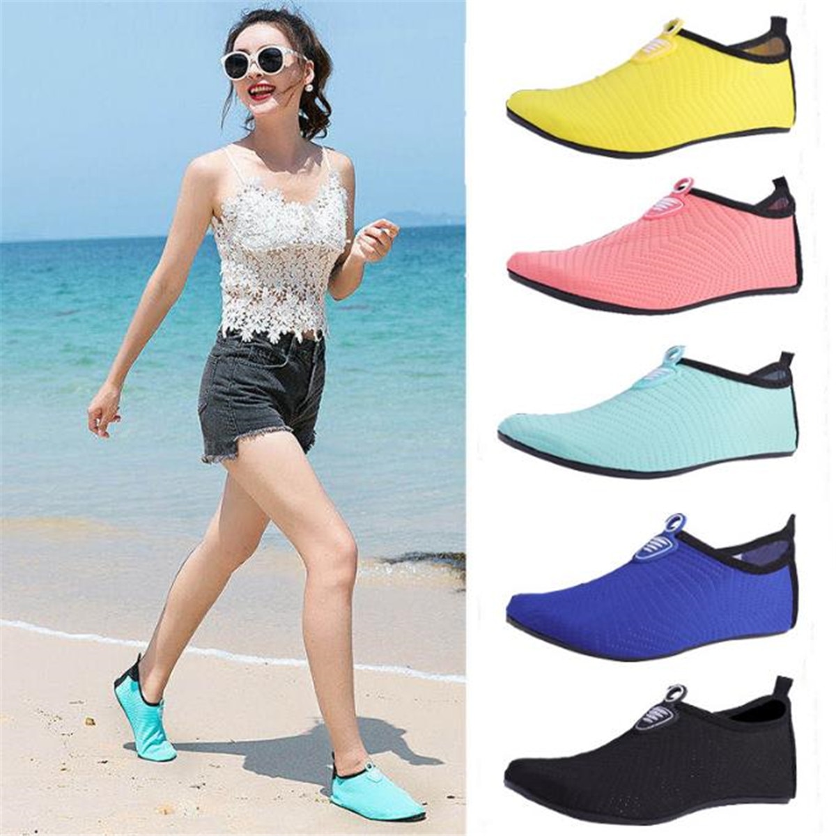 Quick Dry Water Rubber Shoes Unisex Beach Swimming Diving Socks Non-Slip Seaside Surfing Sneakers Socks