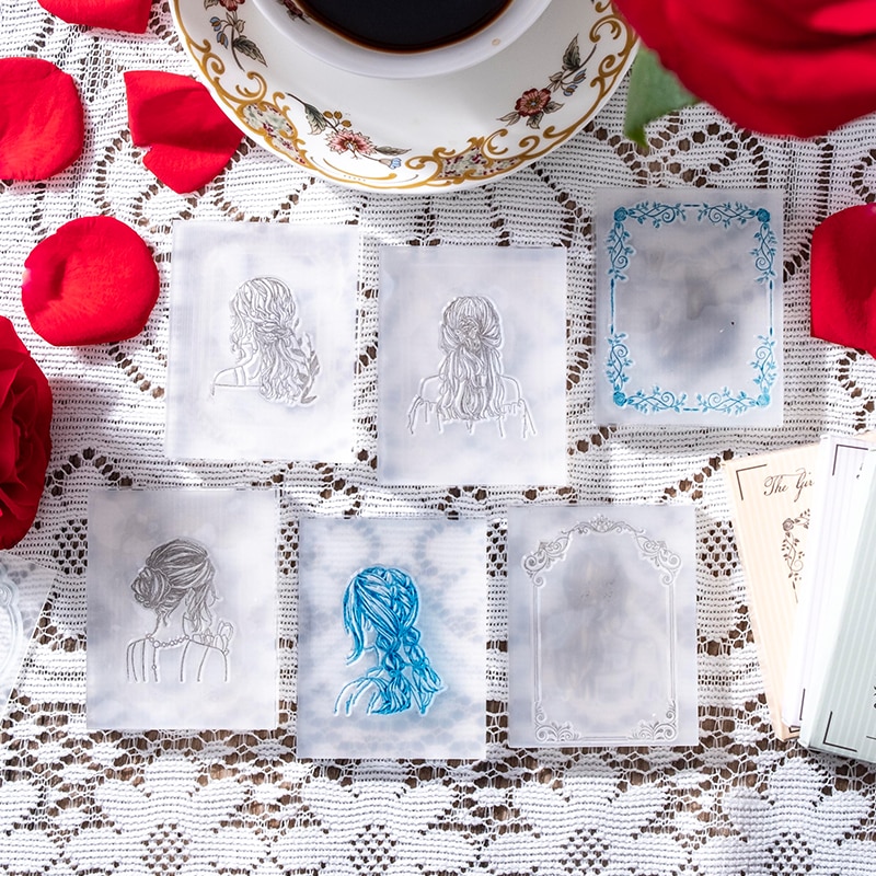 Beautiful Girl Back Shadow And Border Acrylic Rubber Stamp Aesthetic Photo Album Art Junk Journal Decor Scrapbooking Notebooks
