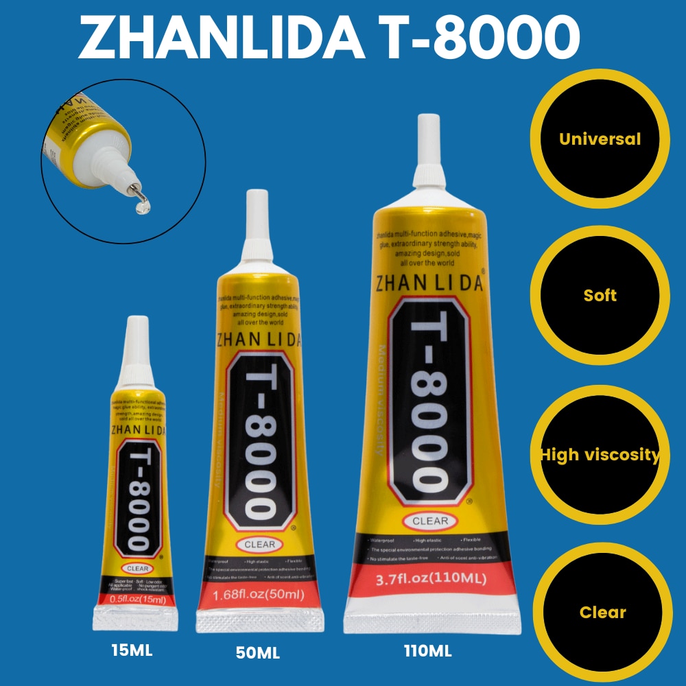 15ML 50ML 110ML Zhanlida T-8000 Clear Mobile Phone Frame Screen Repair Electronic Glue Battery Back Cover T8000 DIY Adhesive