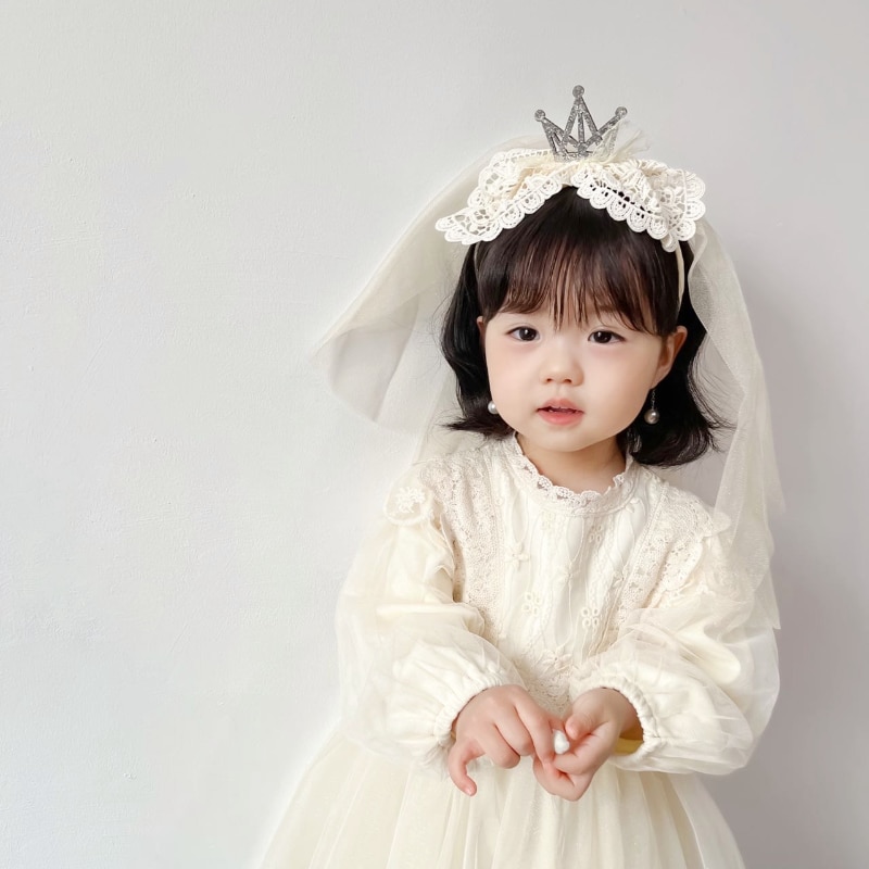 1pc Vintage European Style Crown Hair Hoop New Korean Lace Princess Wedding Sequins Headdress Headband for 2-5 Year Baby Kid