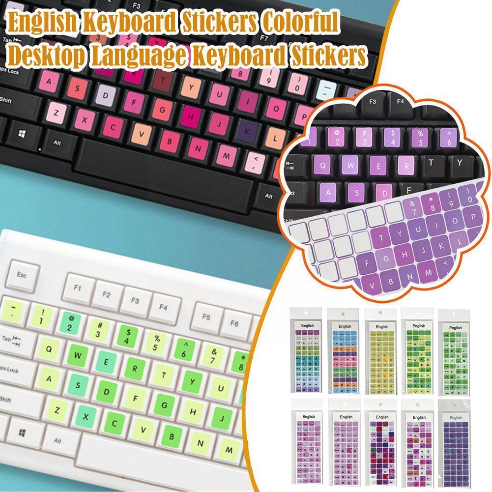 English Keyboard Stickers English Keyboard Sticker Stickers Desktop Computer Cover Laptop Color Keycaps Keycap Sticker Maka