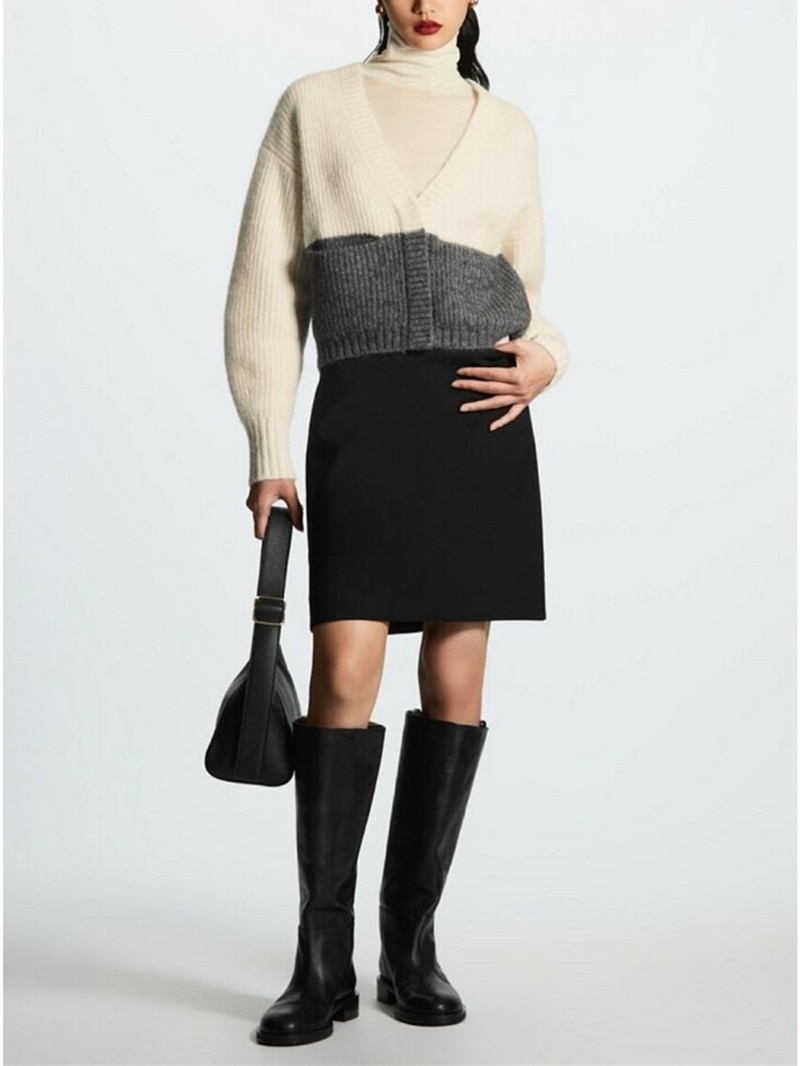 2022 Autumn New Women's Contrast Color V-Neck Knit Cardigan Wool-Blend Ladies Long Sleeve Single Breasted Knit Sweater