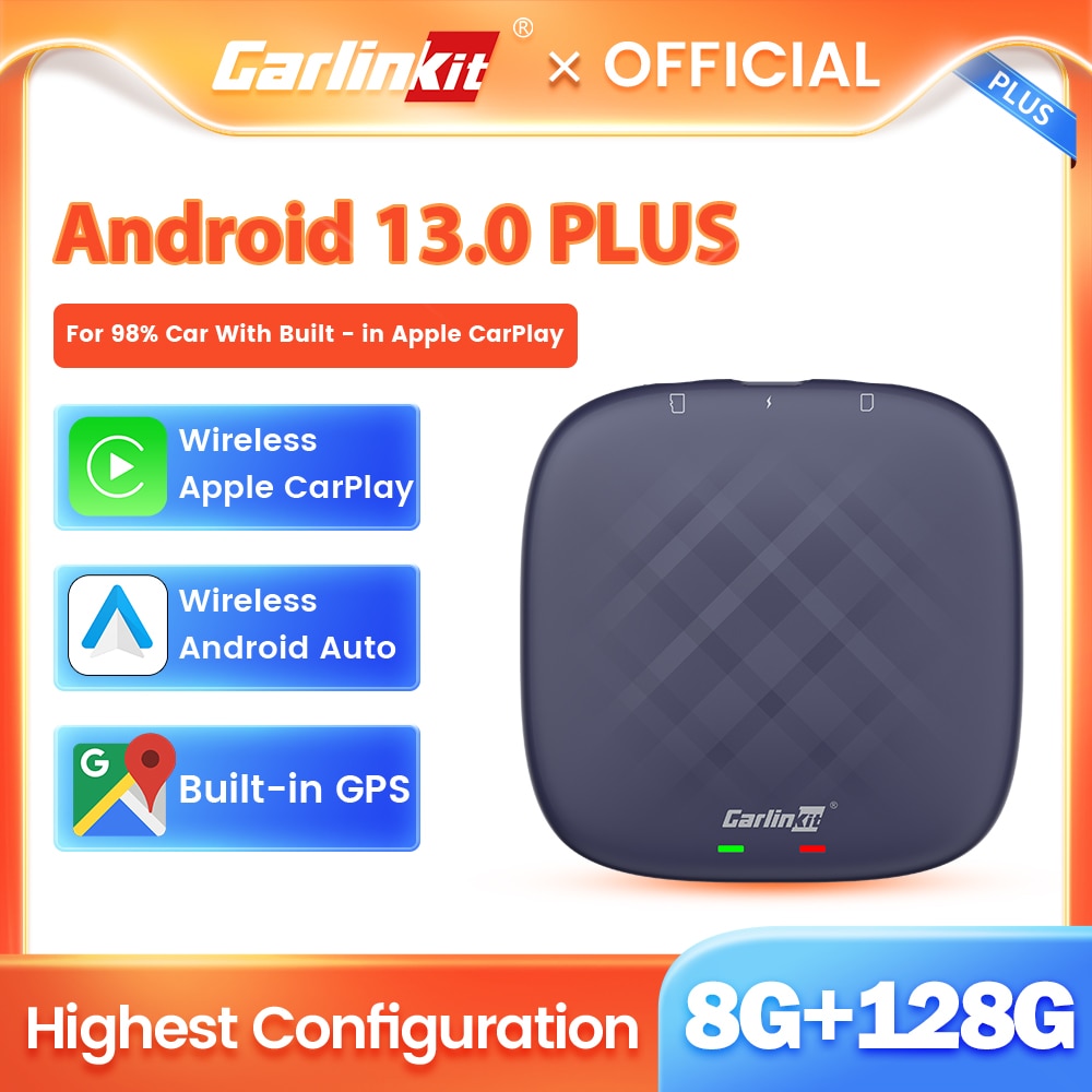 2023 CarlinKit Wireless CarPlay Ai Box Android 13 QCM665 6125 Mini Android Auto Wireless Adapter 8GB+128GB For Wired CarPlay Car