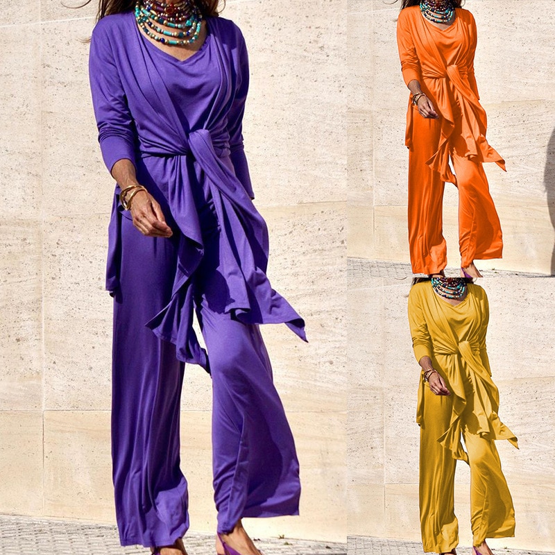 2022 Autumn New Solid Beauty Long Sleeve Fashion Casual Suit Fashion Two Piece Set