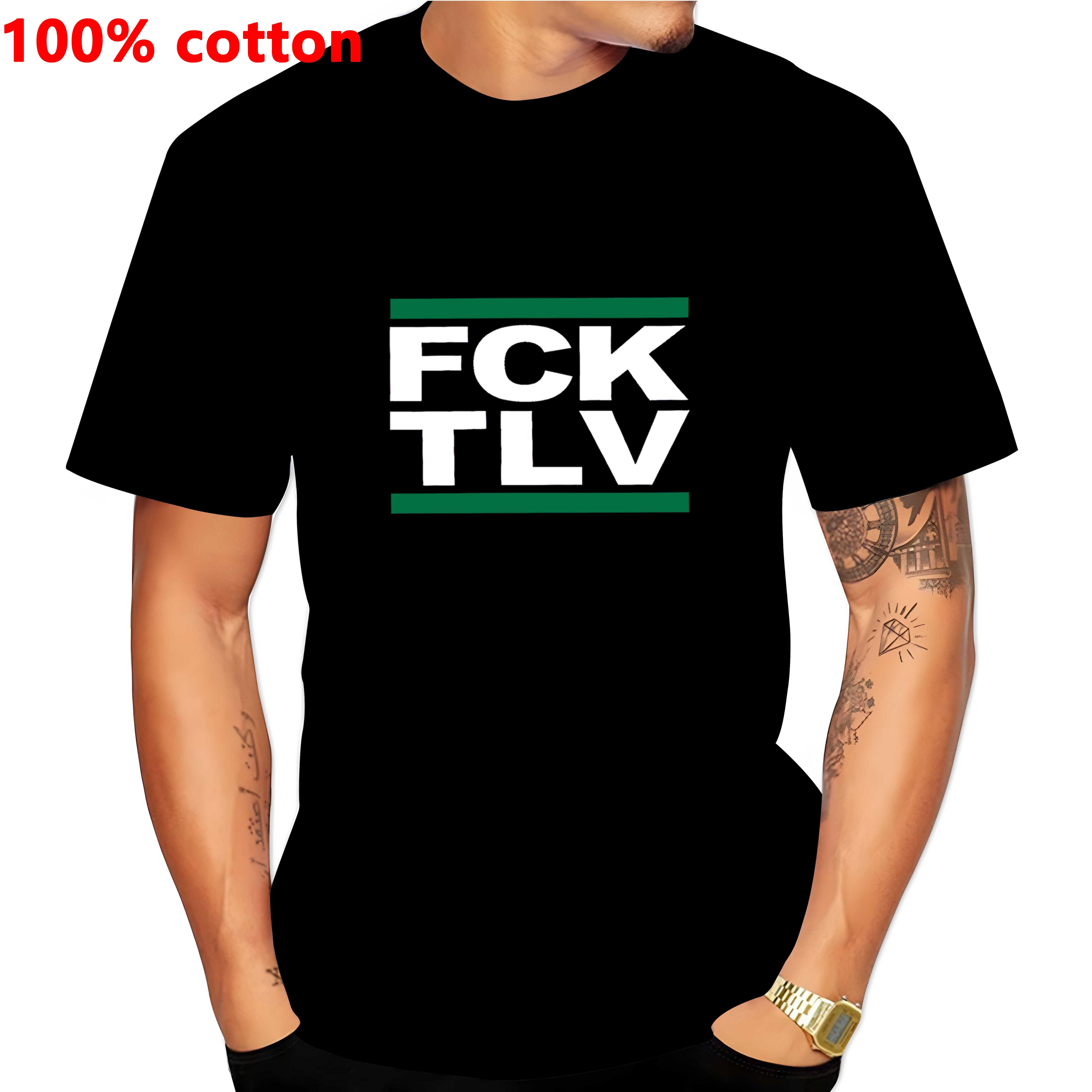 100% cotton Summer Fck Tlv T-Shirts Letter Print Streetwear Men Women Fashion Overiszed O-Neck T Shirt Hiphop Tees Tops Clothing