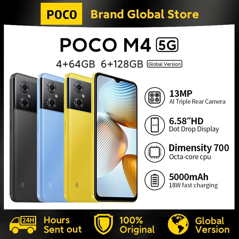 POCO M4 5G 64GB/128GB Global Version Smartphone Dimensity 700 Octa Core 6.58" 90Hz DynamicSwitch Display 5000mAh Battery NF